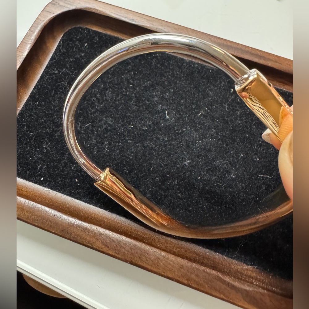 Elegant Silver and Gold Bangle Bracelet